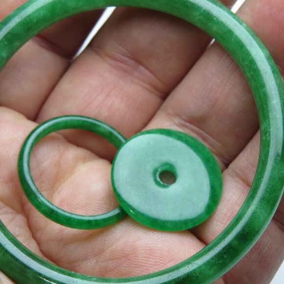 "Natural Jade bangle + REE Jade Ring & Jade Donut 55mm " - Picture 3 of 3